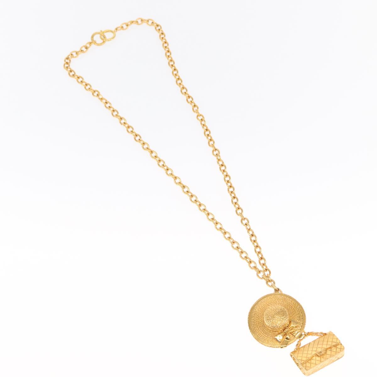 CHANEL Necklace metal Gold CC Auth 162902SM