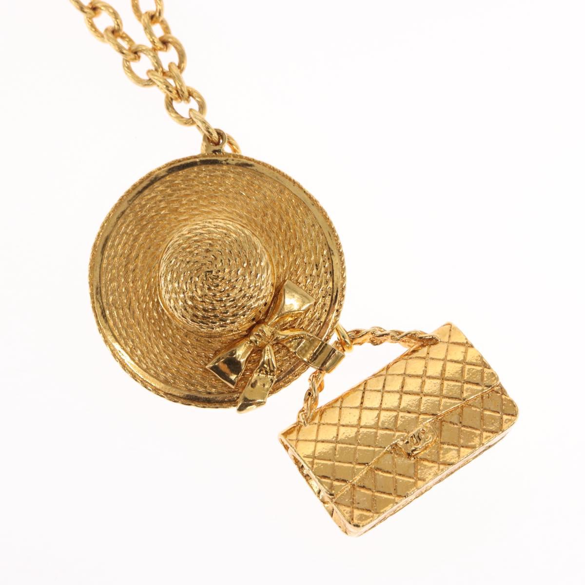 CHANEL Necklace metal Gold CC Auth 162902SM