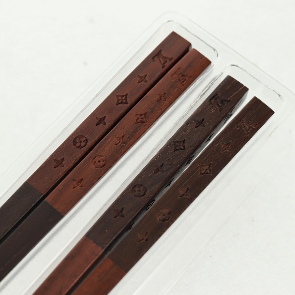 LOUIS VUITTON Monogram Chop Stick chopsticks Wood Brown LV Auth 162910M