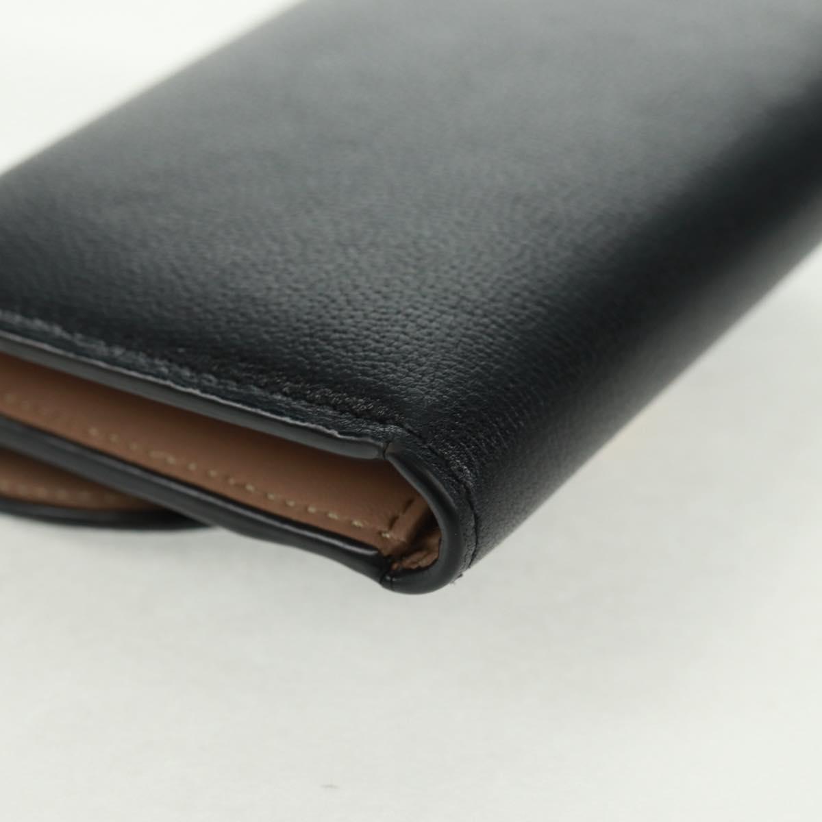 TIFFANY&Co. Bifold Wallet Leather Black Gold Auth 162920V