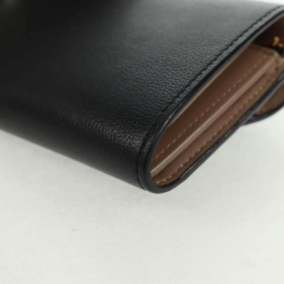 TIFFANY&Co. Bifold Wallet Leather Black Gold Auth 162920V