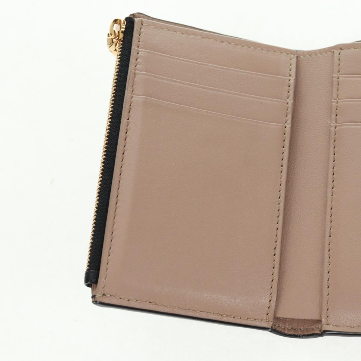 TIFFANY&Co. Bifold Wallet Leather Black Gold Auth 162920V