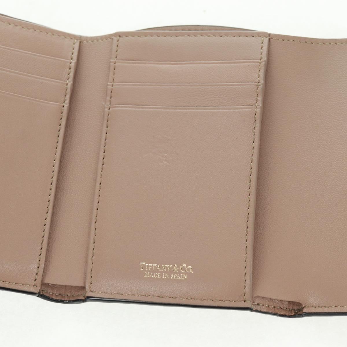 TIFFANY&Co. Bifold Wallet Leather Black Gold Auth 162920V