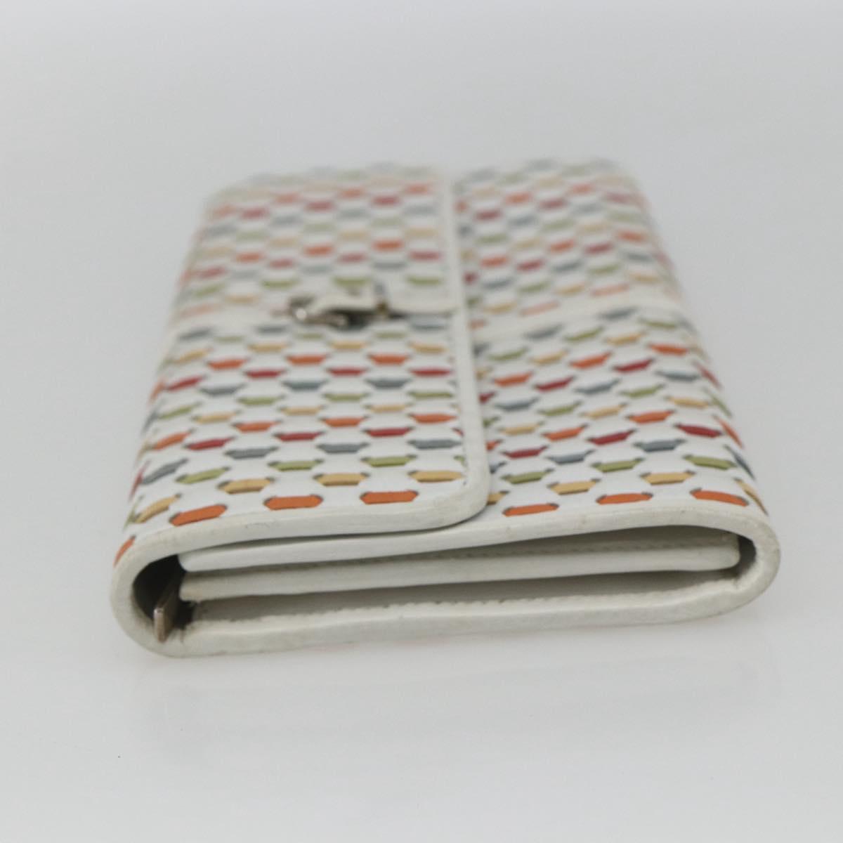 Salvatore Ferragamo Long Wallet Leather White Silver Auth 162922