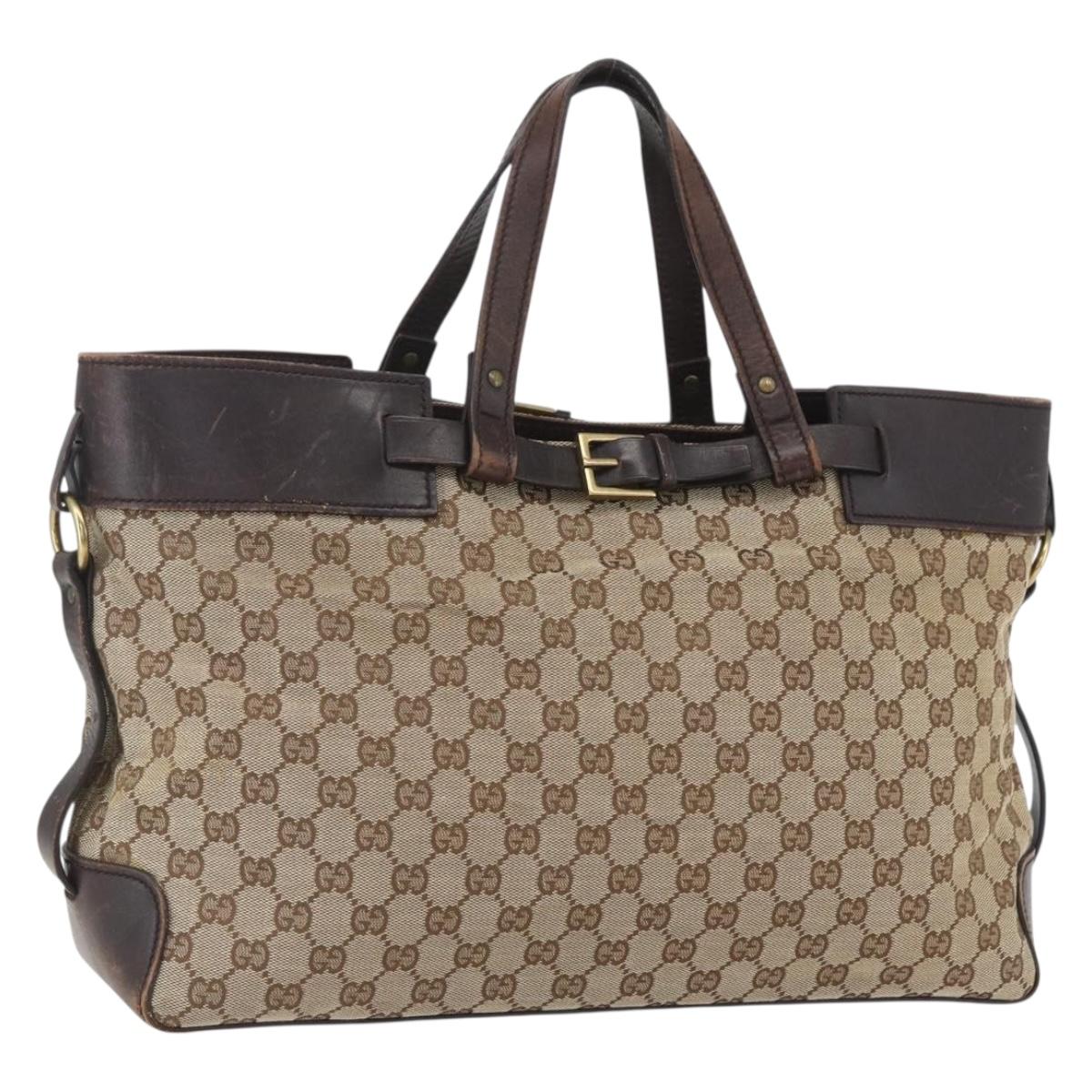 GUCCI GG Canvas Tote Bag Beige Gold 106251 Auth 162943