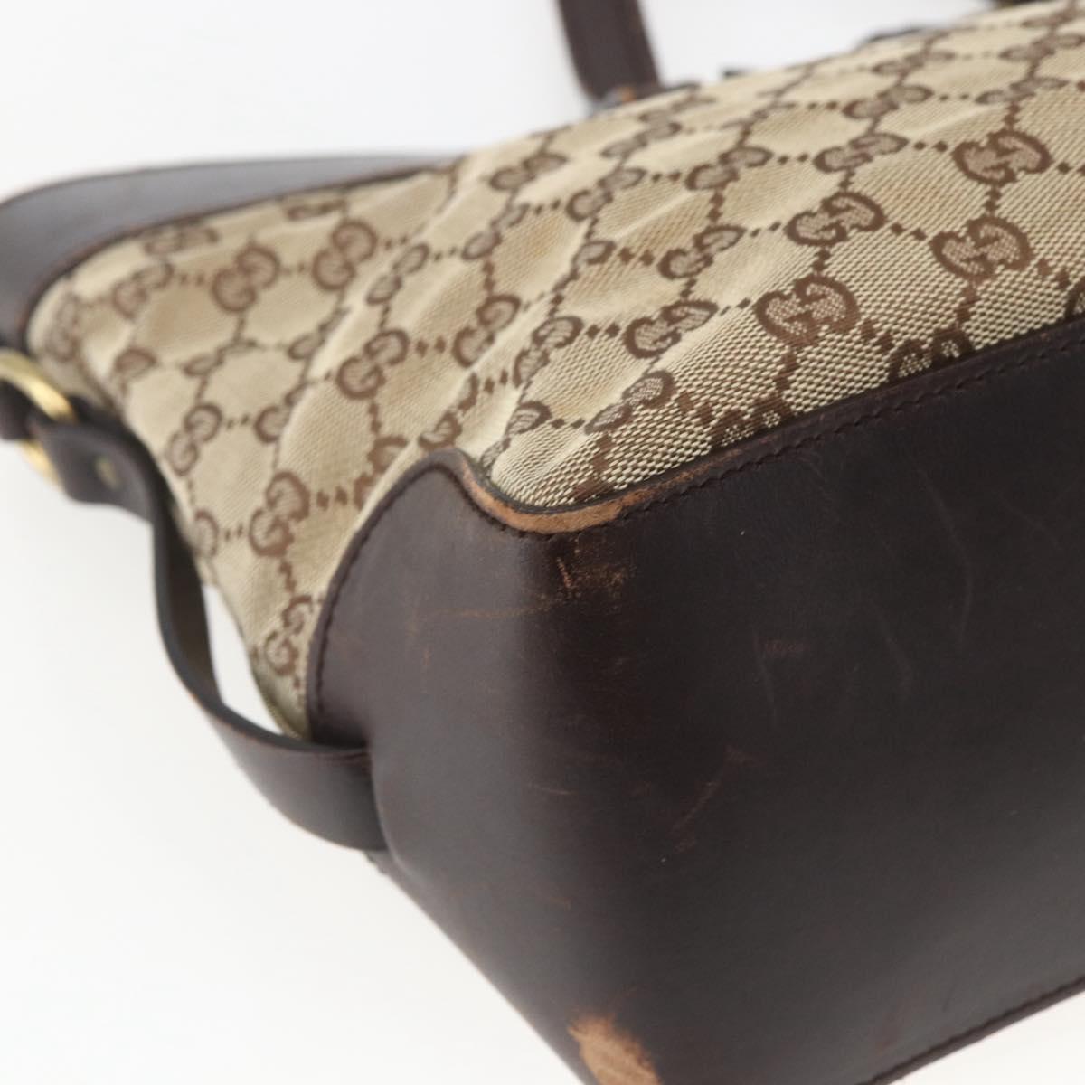 GUCCI GG Canvas Tote Bag Beige Gold 106251 Auth 162943