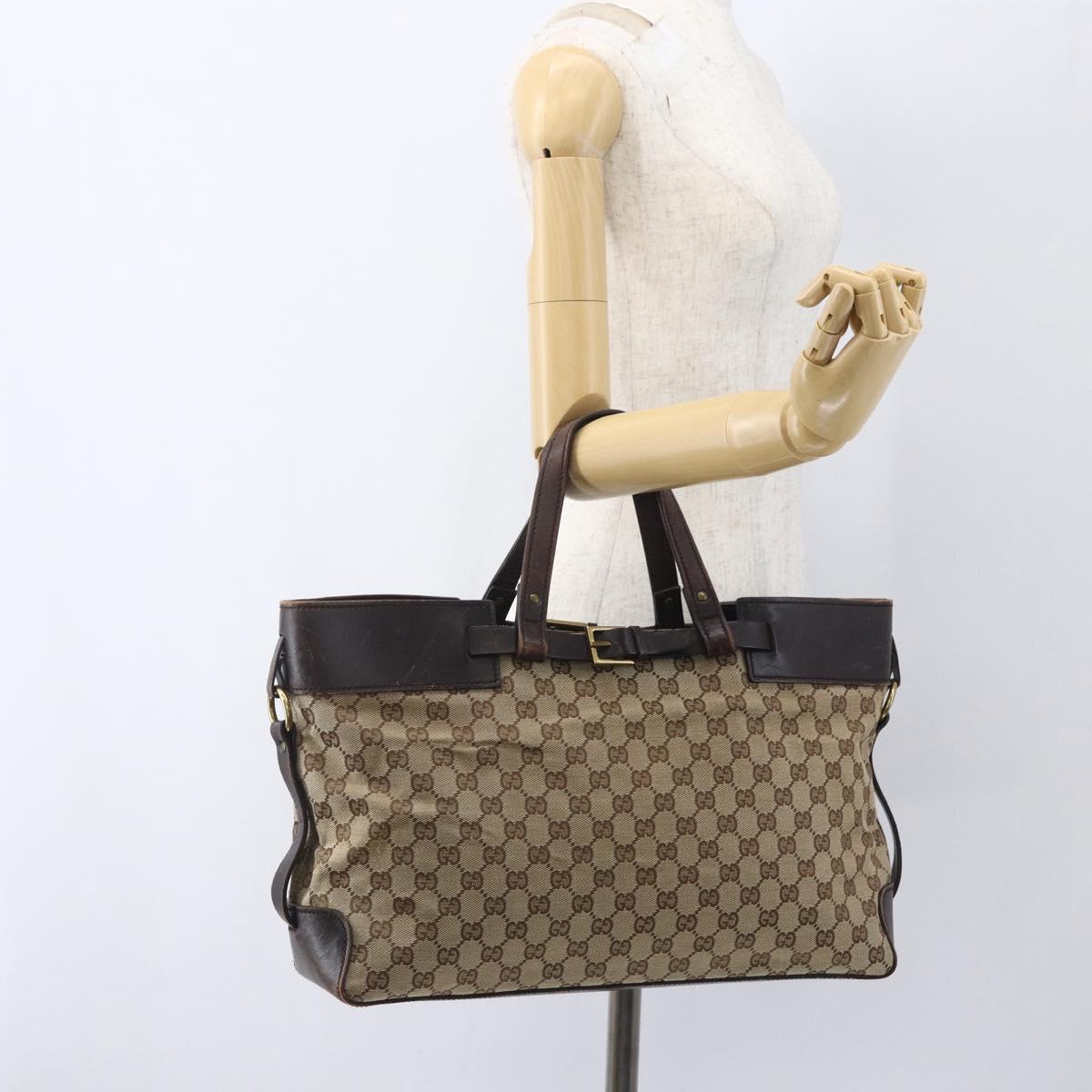 GUCCI GG Canvas Tote Bag Beige Gold 106251 Auth 162943