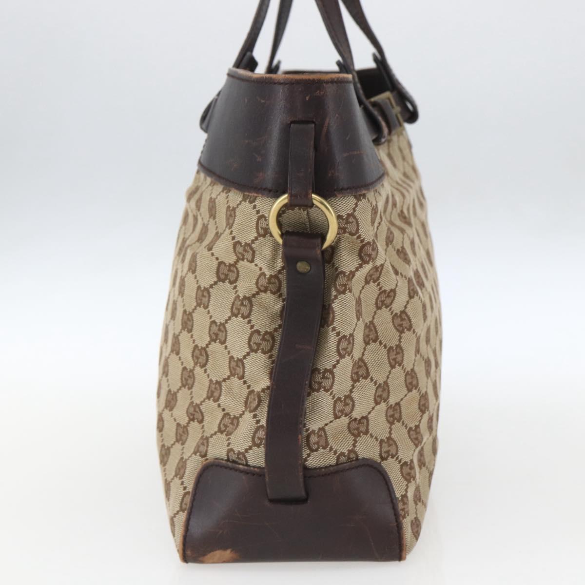 GUCCI GG Canvas Tote Bag Beige Gold 106251 Auth 162943