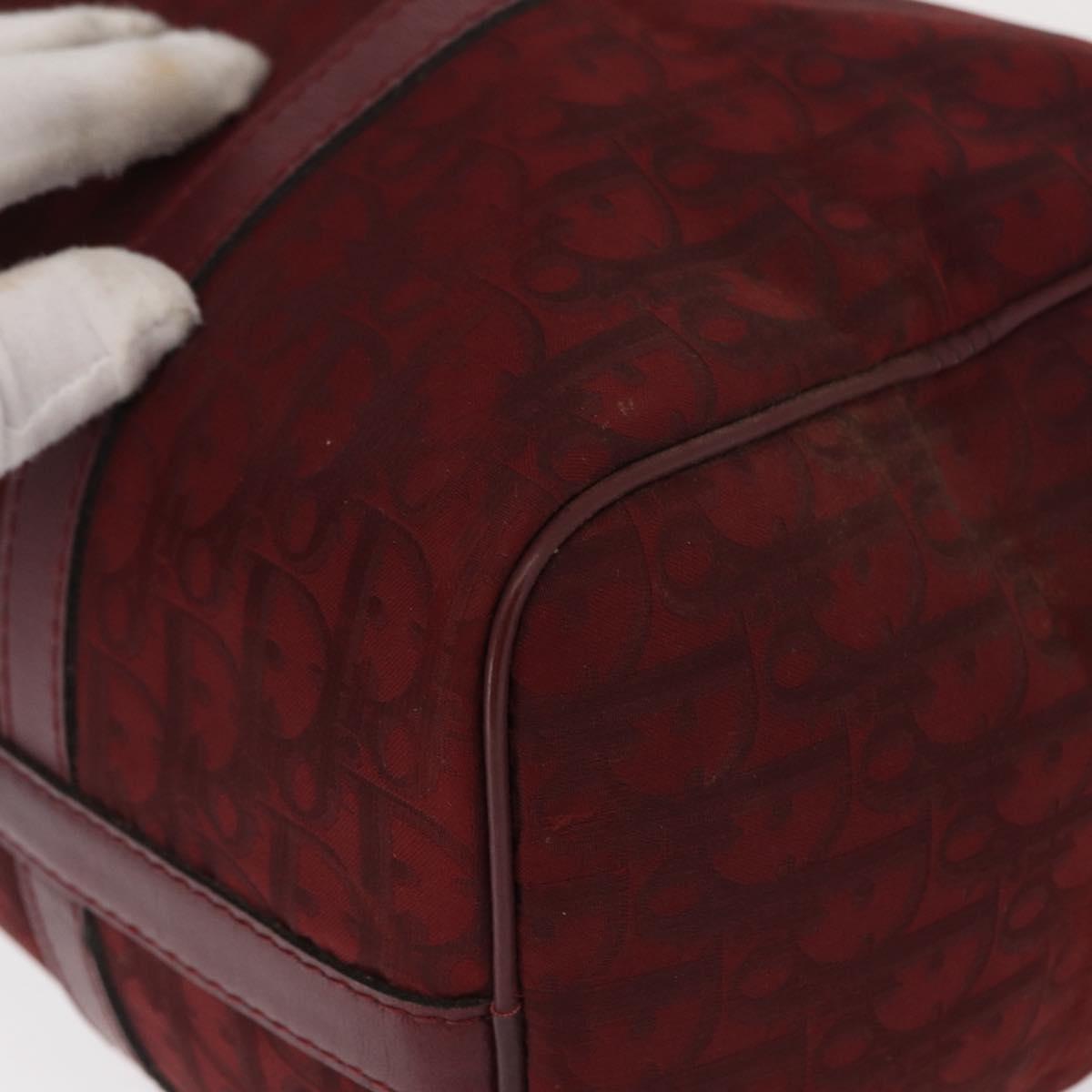Christian Dior Trotter Canvas Boston Bag Red Gold Auth 162946