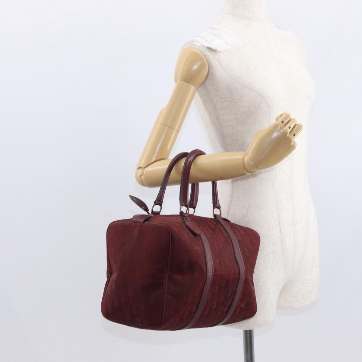 Christian Dior Trotter Canvas Boston Bag Red Gold Auth 162946