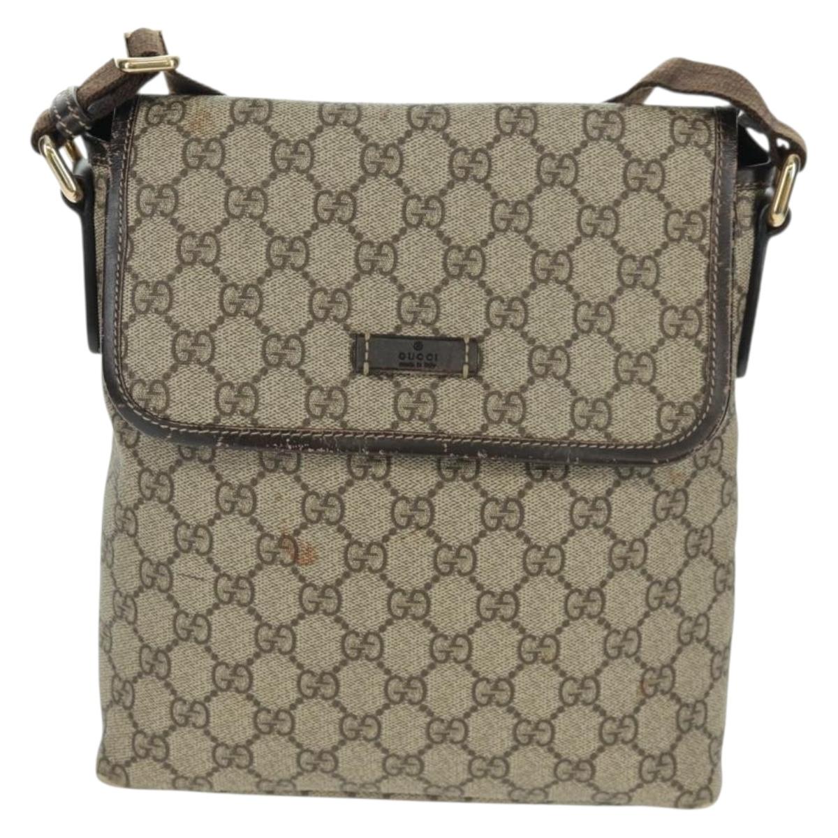GUCCI GG Supreme Shoulder Bag PVC Beige Gold 223666 Auth 162948