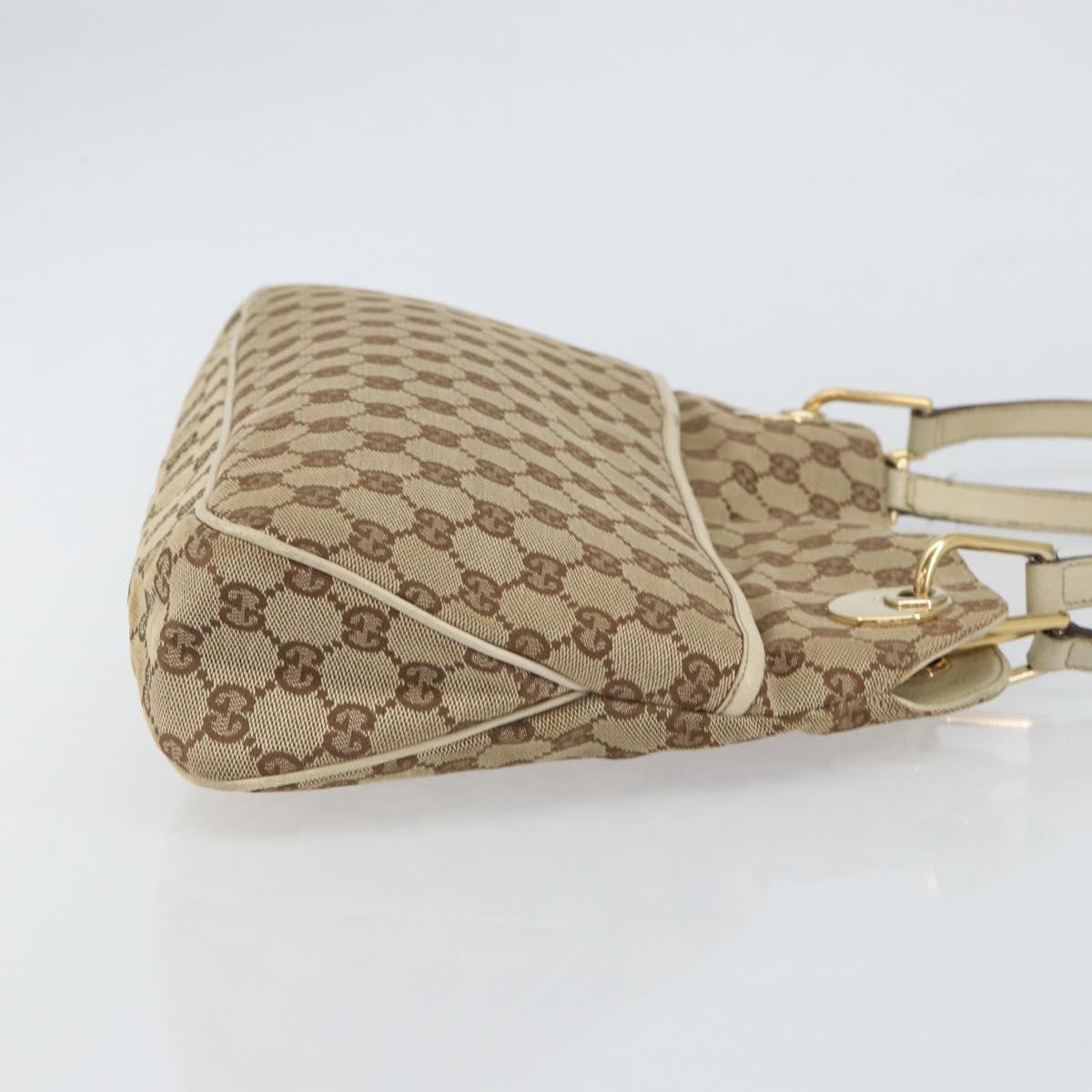 GUCCI GG Canvas Shoulder Bag Beige Gold 121023 Auth 162950
