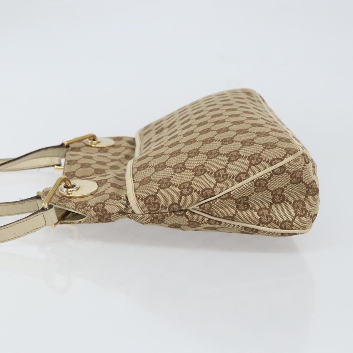 GUCCI GG Canvas Shoulder Bag Beige Gold 121023 Auth 162950