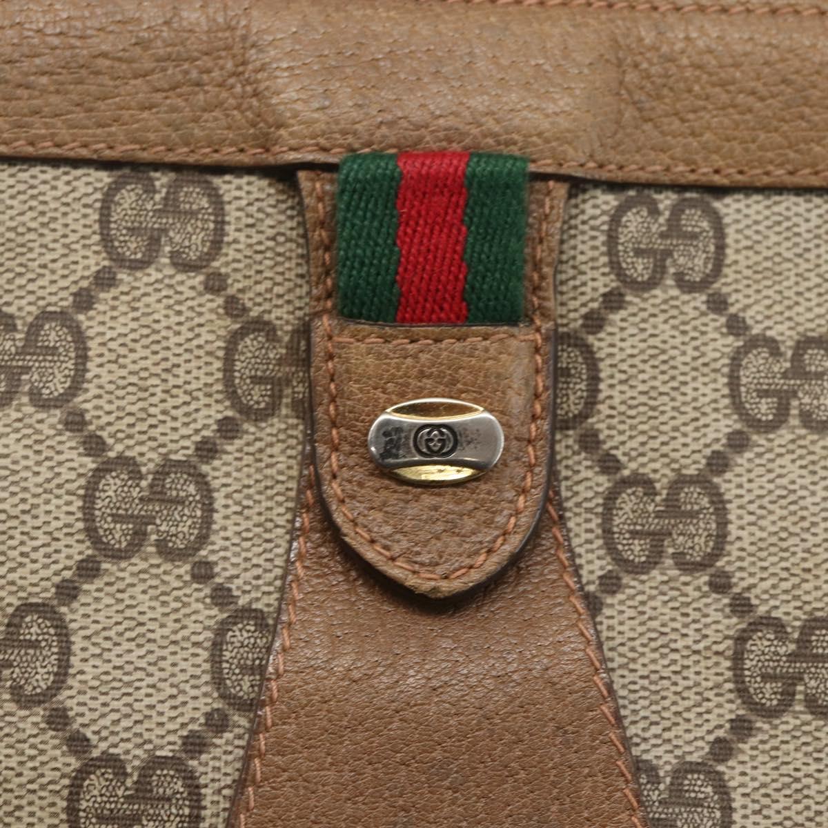 GUCCI GG Supreme Web Sherry Line Clutch Bag PVC Beige 89 01 033 Auth 162952
