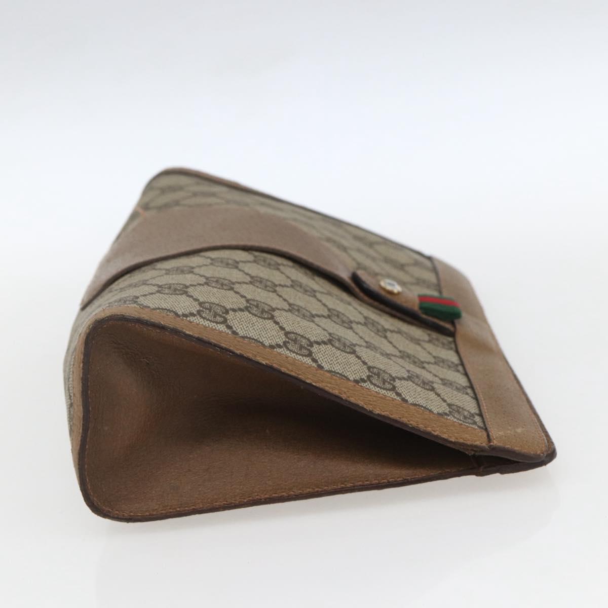 GUCCI GG Supreme Web Sherry Line Clutch Bag PVC Beige 89 01 033 Auth 162952
