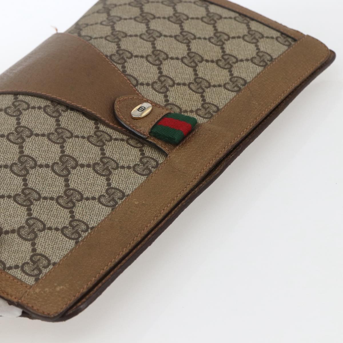 GUCCI GG Supreme Web Sherry Line Clutch Bag PVC Beige 89 01 033 Auth 162952