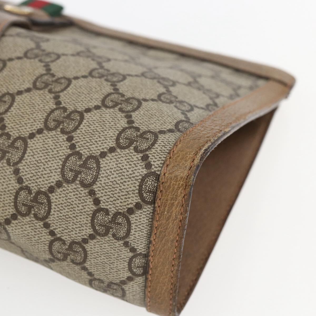 GUCCI GG Supreme Web Sherry Line Clutch Bag PVC Beige 89 01 033 Auth 162952