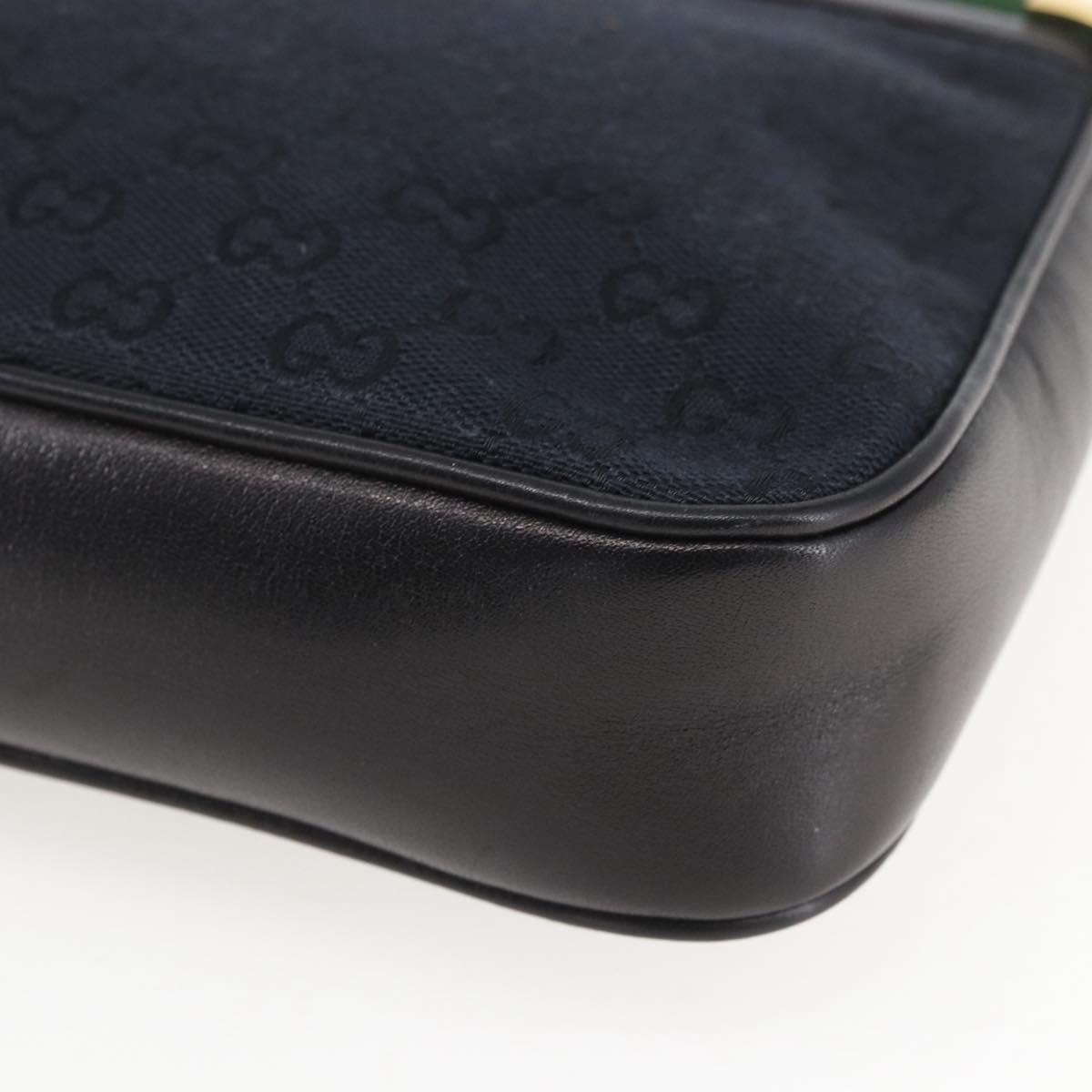 GUCCI GG Canvas Web Sherry Line Shoulder Bag Black Red Green Auth 162953