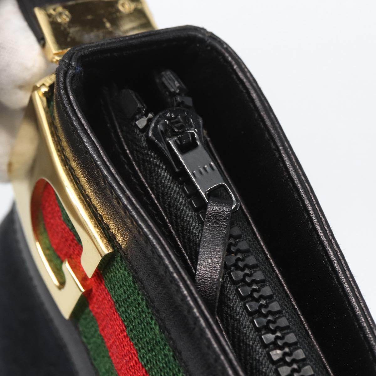 GUCCI GG Canvas Web Sherry Line Shoulder Bag Black Red Green Auth 162953