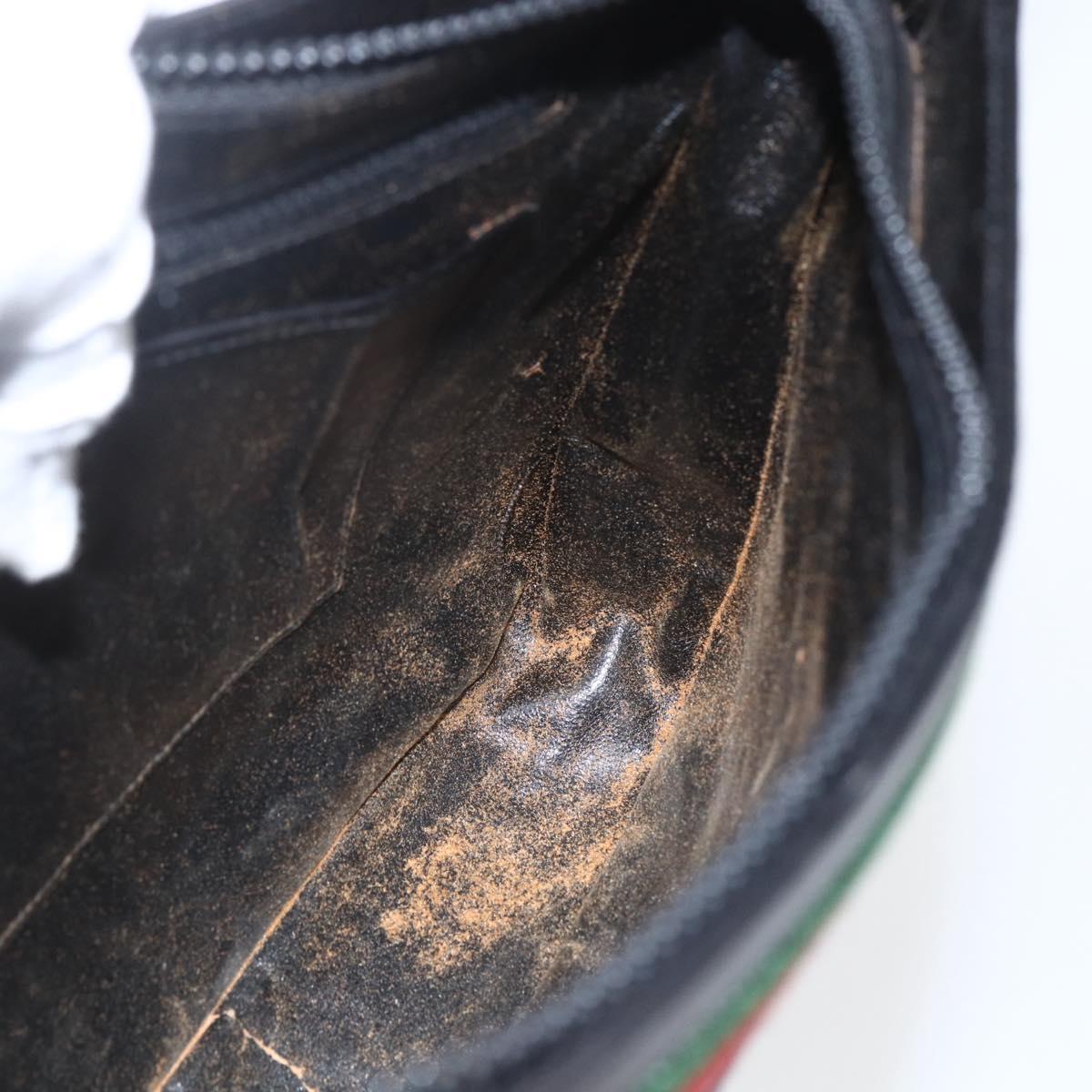 GUCCI GG Canvas Web Sherry Line Shoulder Bag Black Red Green Auth 162953