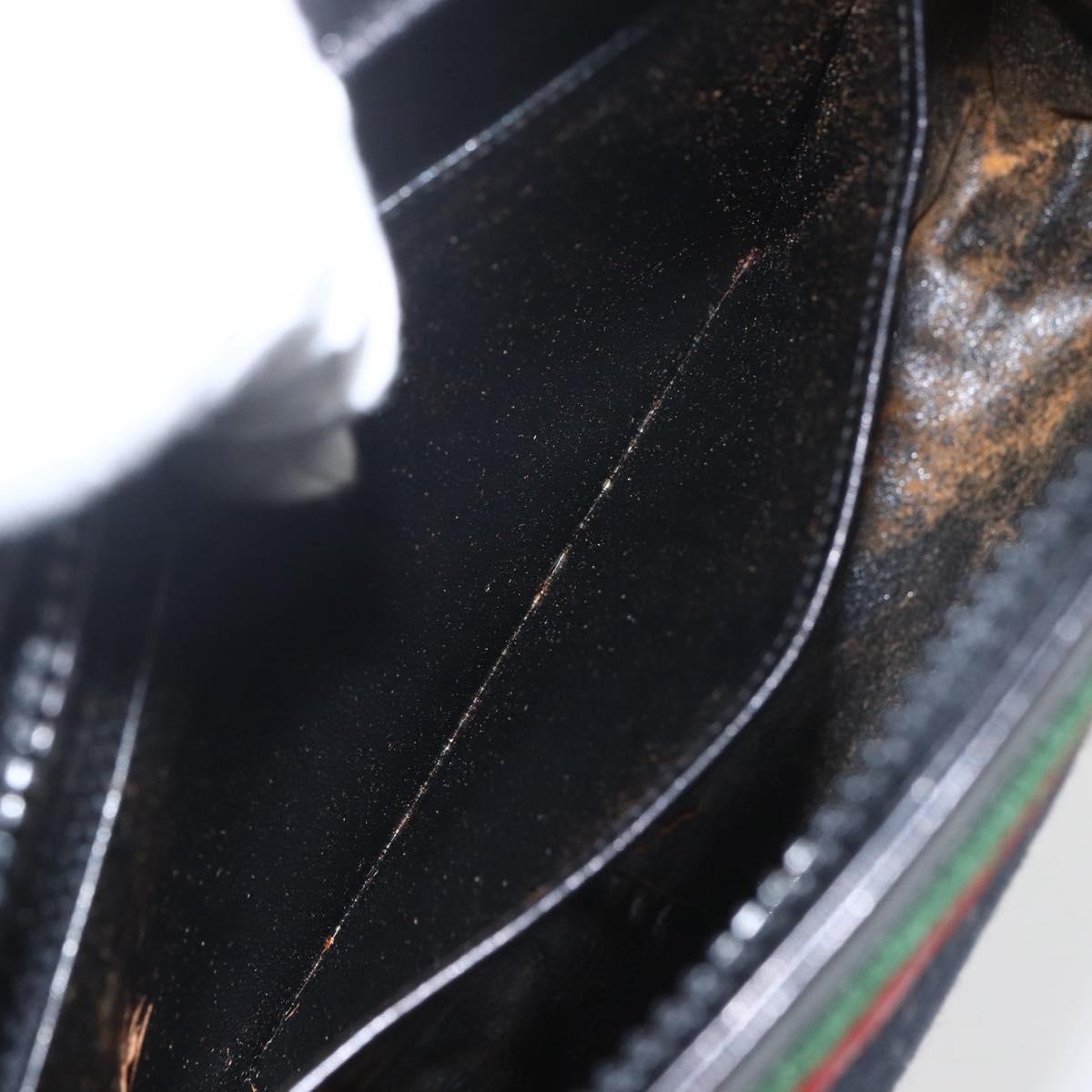 GUCCI GG Canvas Web Sherry Line Shoulder Bag Black Red Green Auth 162953