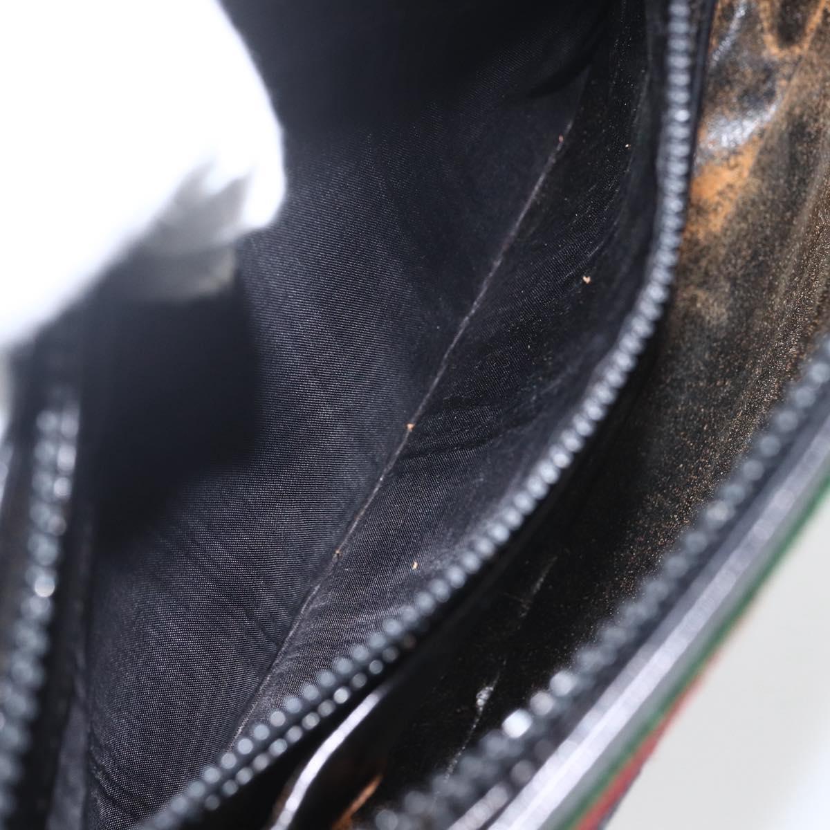 GUCCI GG Canvas Web Sherry Line Shoulder Bag Black Red Green Auth 162953