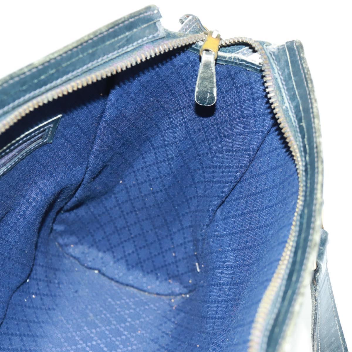 GUCCI GG Supreme Sherry Line Hand Bag PVC Navy Gold Auth 162954