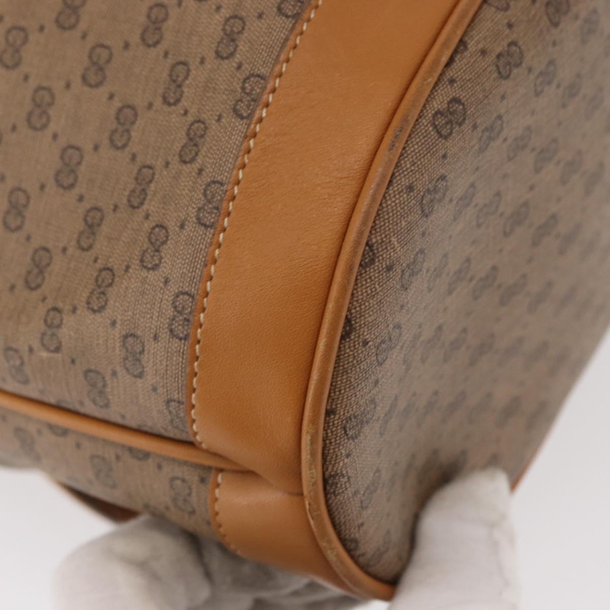 GUCCI Micro GG Supreme Shoulder Bag PVC Beige Gold Auth 162968