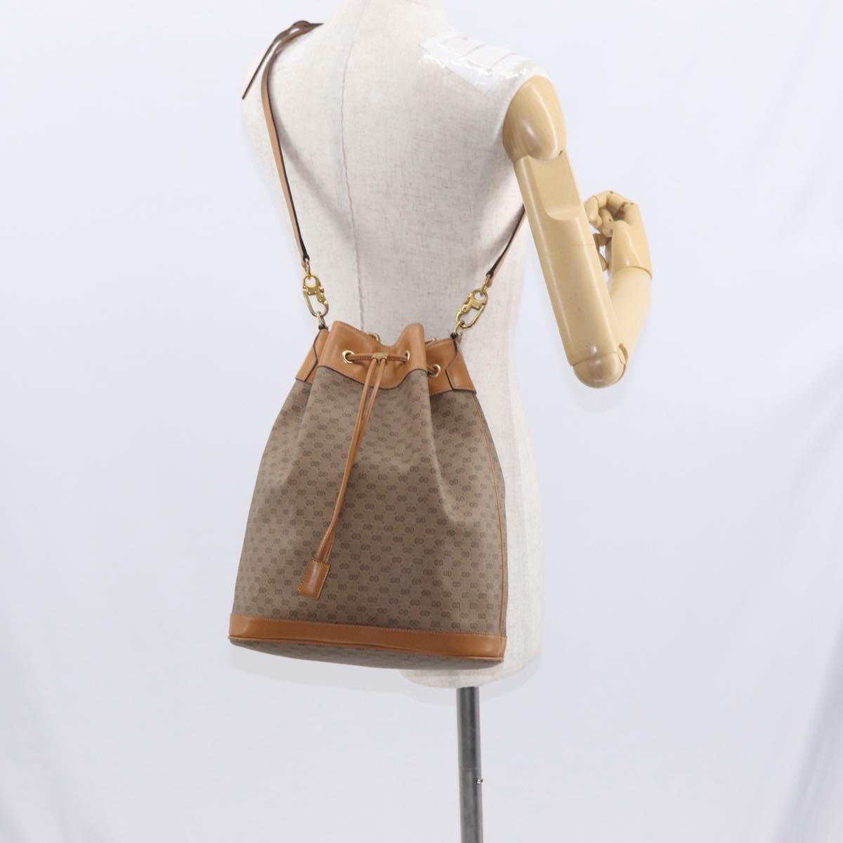 GUCCI Micro GG Supreme Shoulder Bag PVC Beige Gold Auth 162968