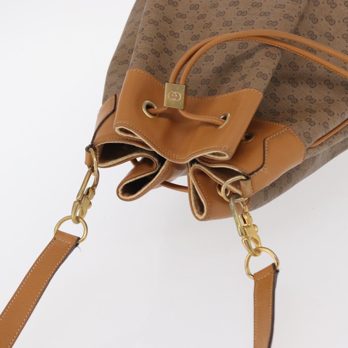 GUCCI Micro GG Supreme Shoulder Bag PVC Beige Gold Auth 162968