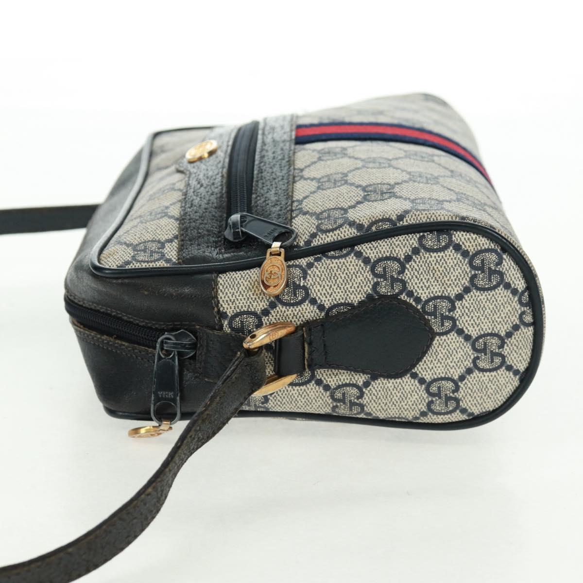 GUCCI GG Supreme Sherry Line Shoulder Bag PVC Navy Red 56 02 004 Auth 162970
