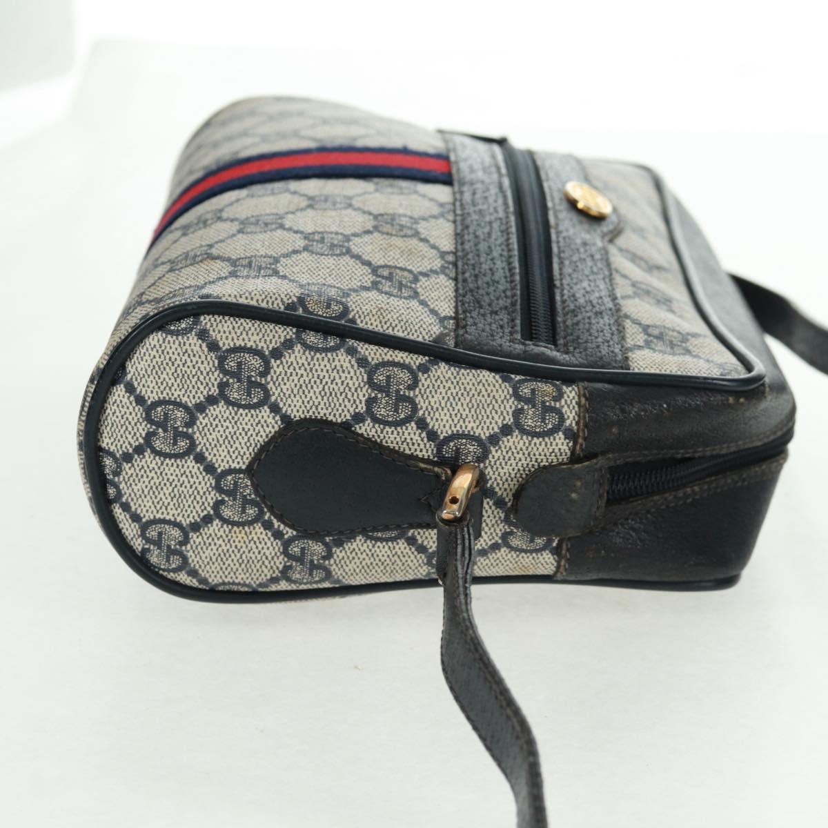 GUCCI GG Supreme Sherry Line Shoulder Bag PVC Navy Red 56 02 004 Auth 162970