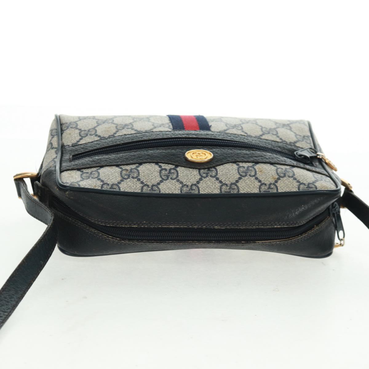 GUCCI GG Supreme Sherry Line Shoulder Bag PVC Navy Red 56 02 004 Auth 162970