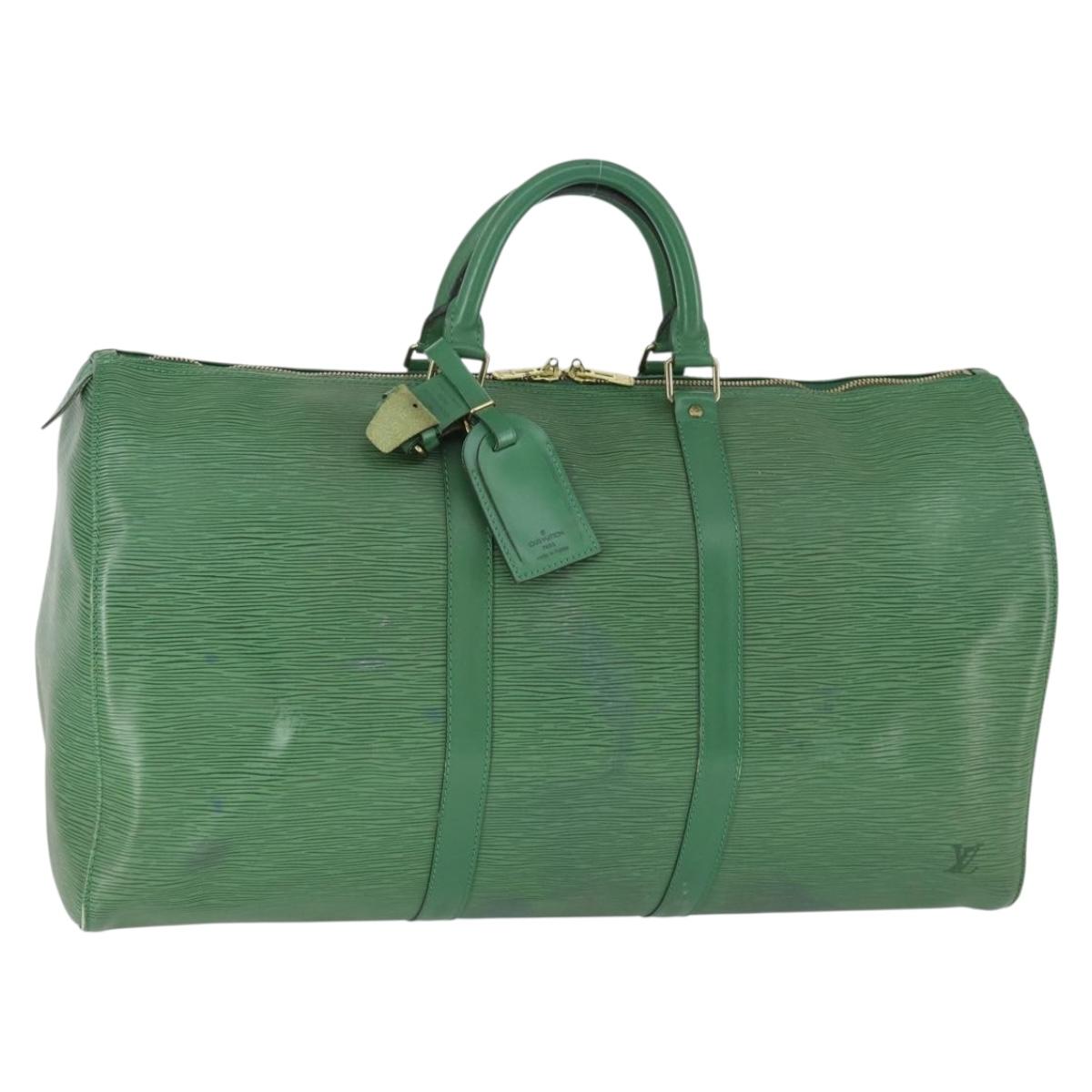 LOUIS VUITTON Epi Keepall 50 Boston Bag Green M42964 LV Auth 162971