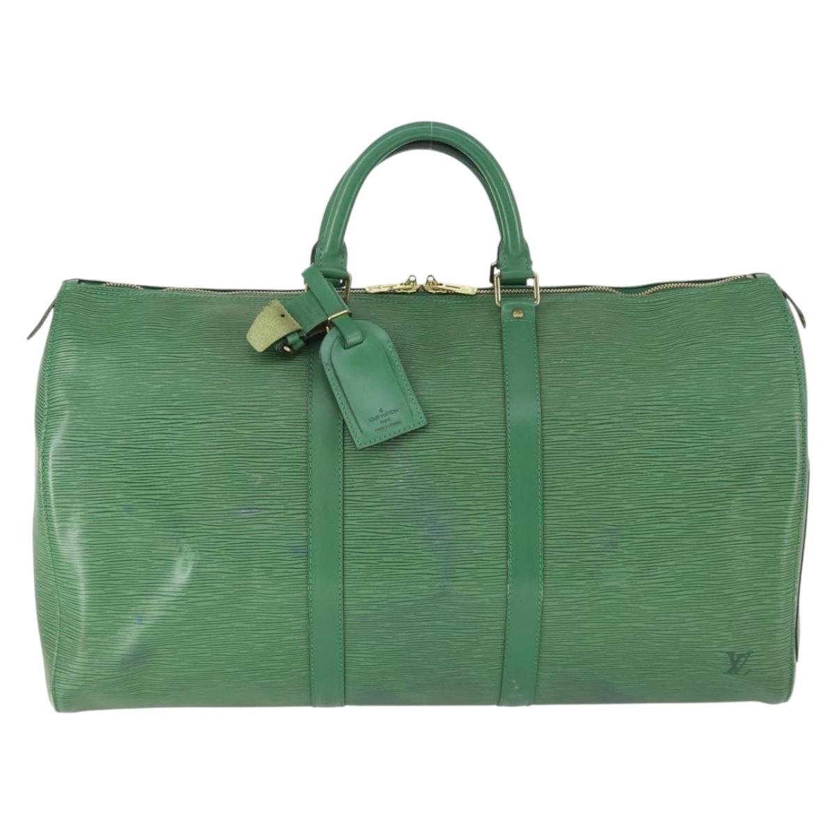 LOUIS VUITTON Epi Keepall 50 Boston Bag Green M42964 LV Auth 162971
