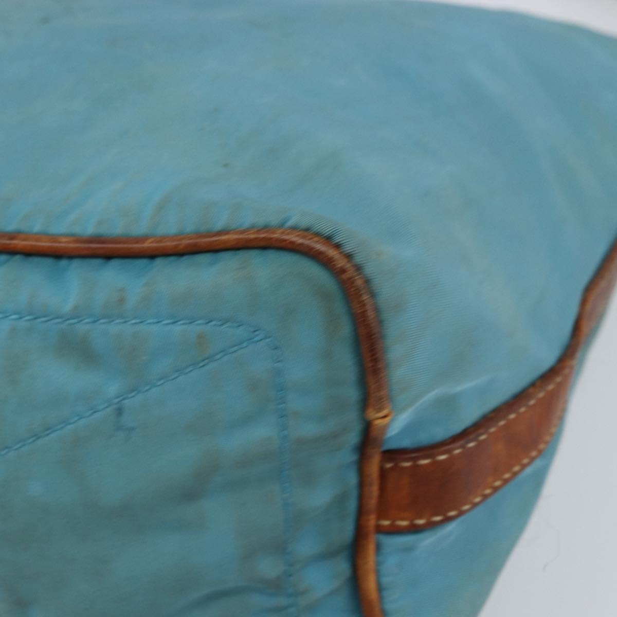 PRADA Shoulder Bag Nylon Light Blue Silver Auth 162977