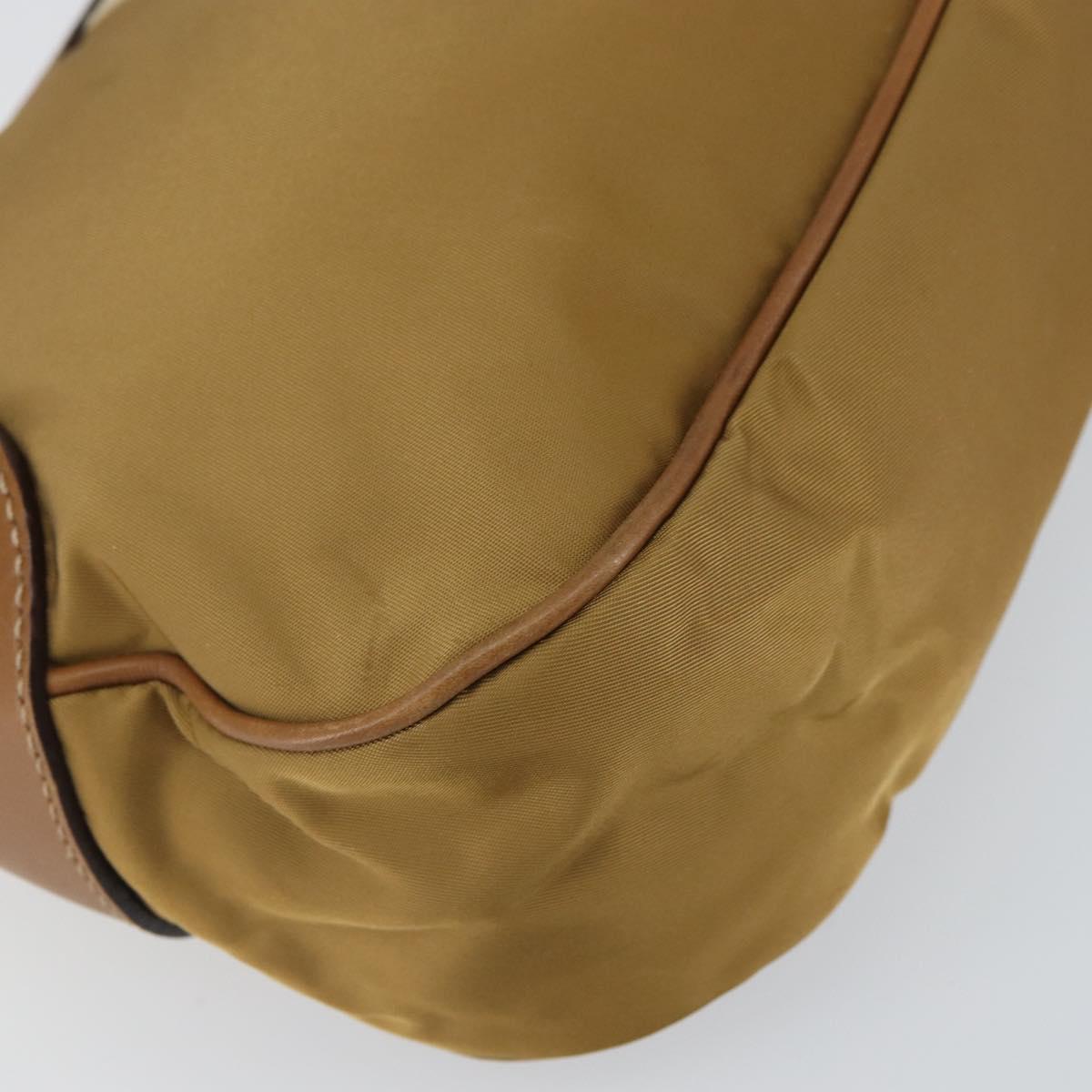 PRADA Shoulder Bag Nylon Beige Silver Auth 162978