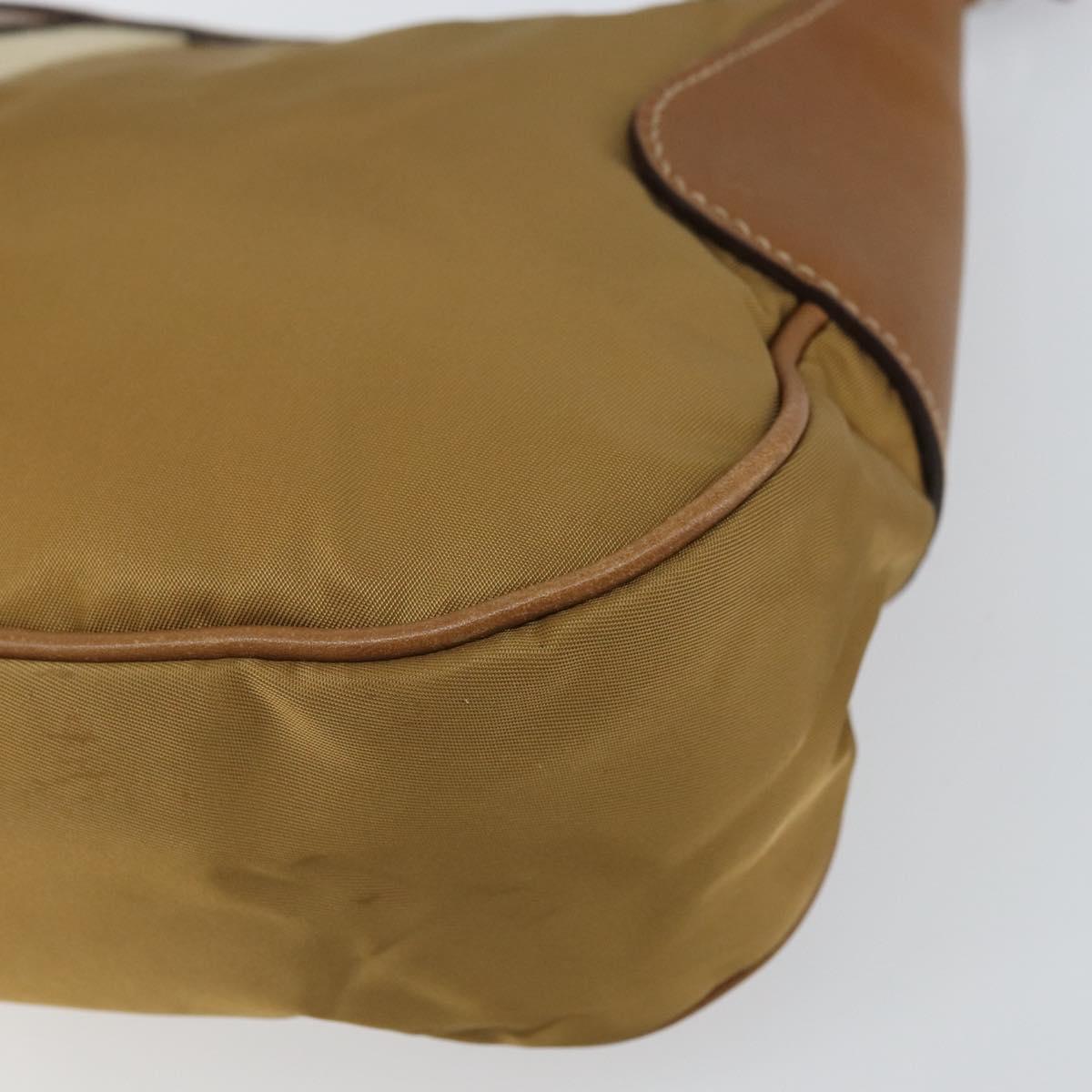 PRADA Shoulder Bag Nylon Beige Silver Auth 162978