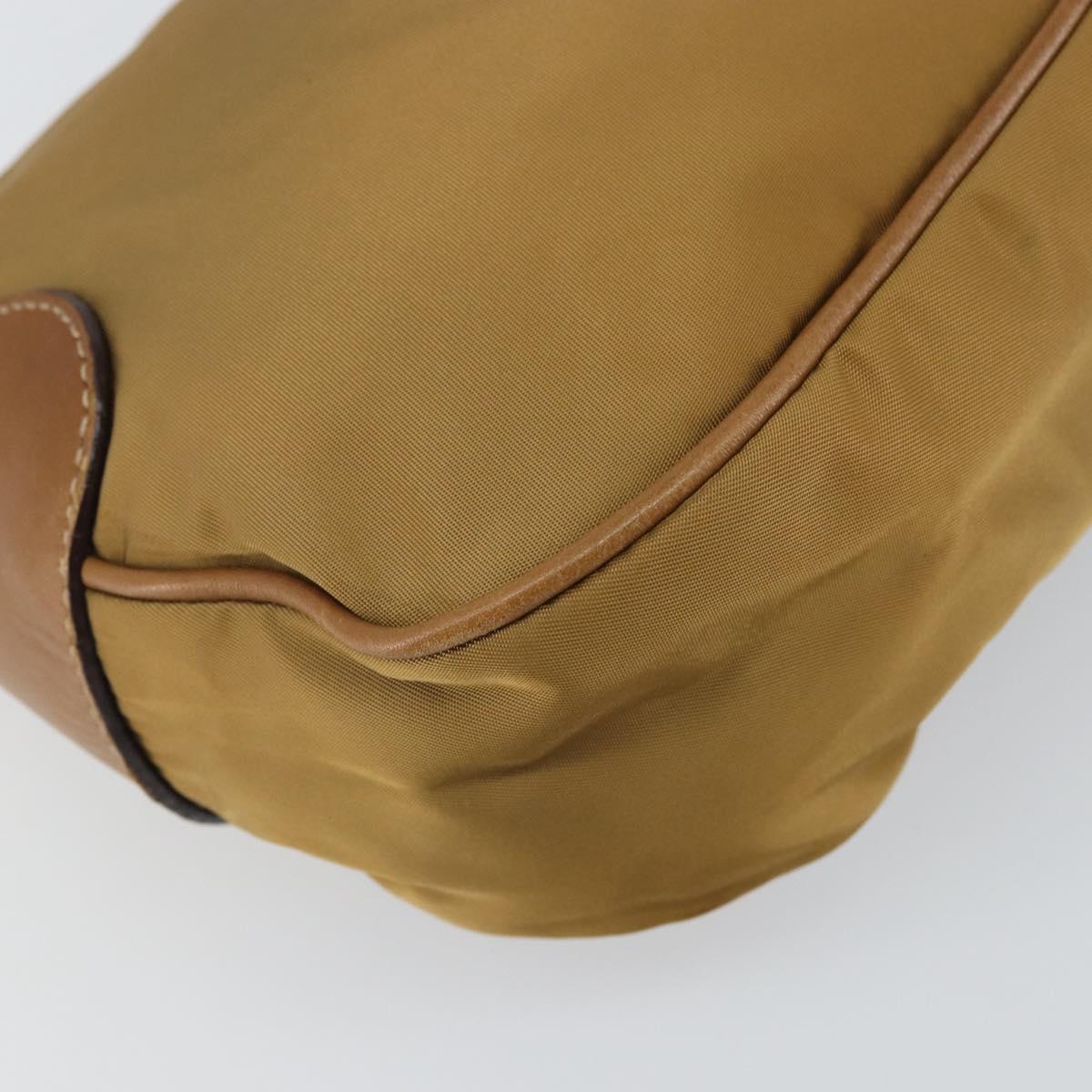PRADA Shoulder Bag Nylon Beige Silver Auth 162978