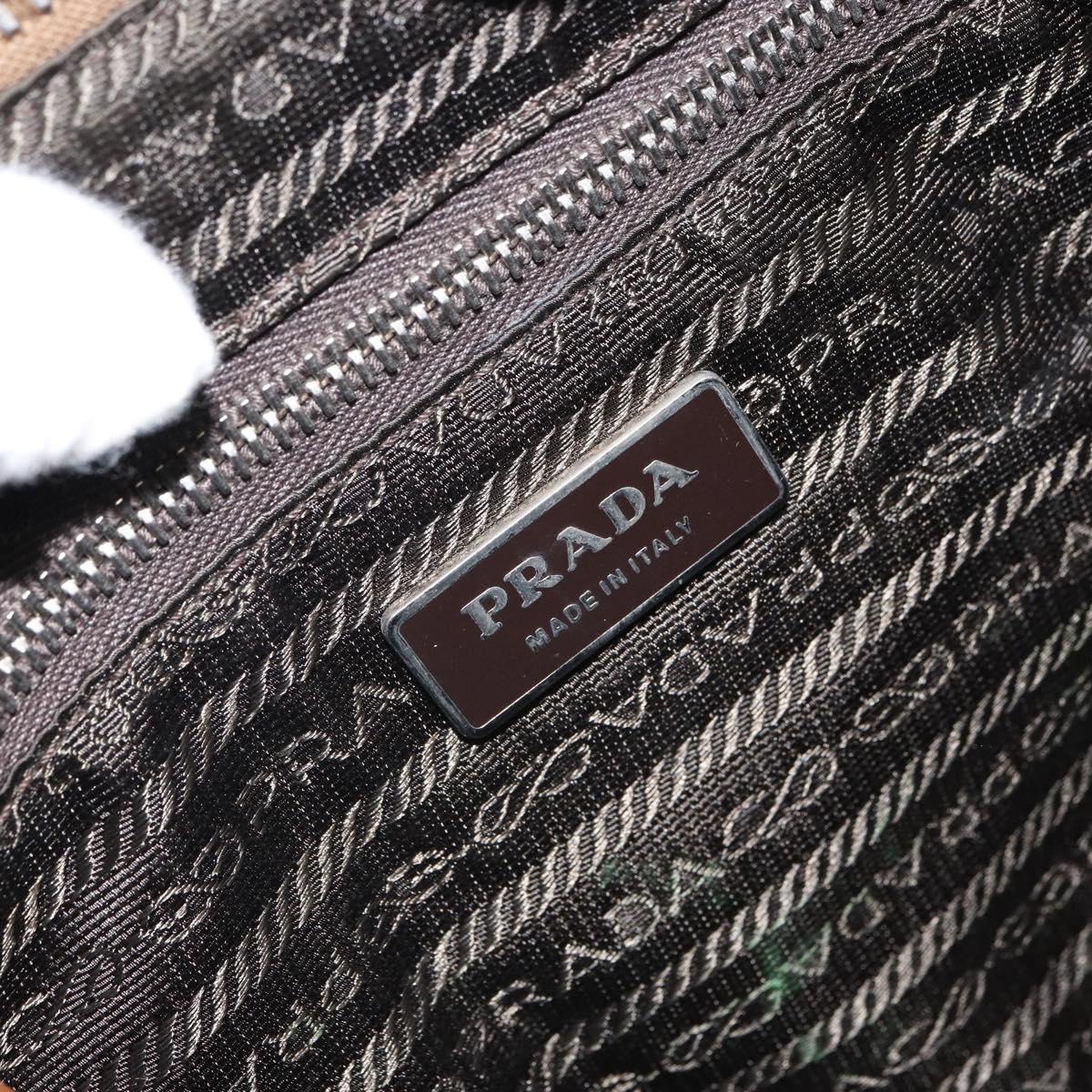 PRADA Shoulder Bag Nylon Beige Silver Auth 162978
