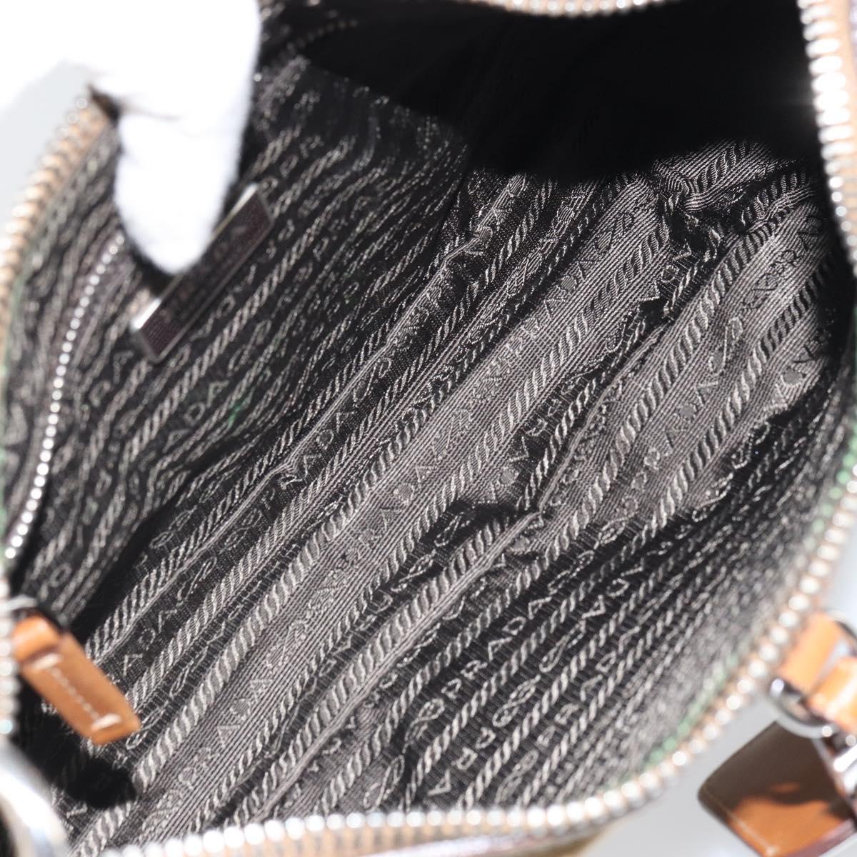PRADA Shoulder Bag Nylon Beige Silver Auth 162978