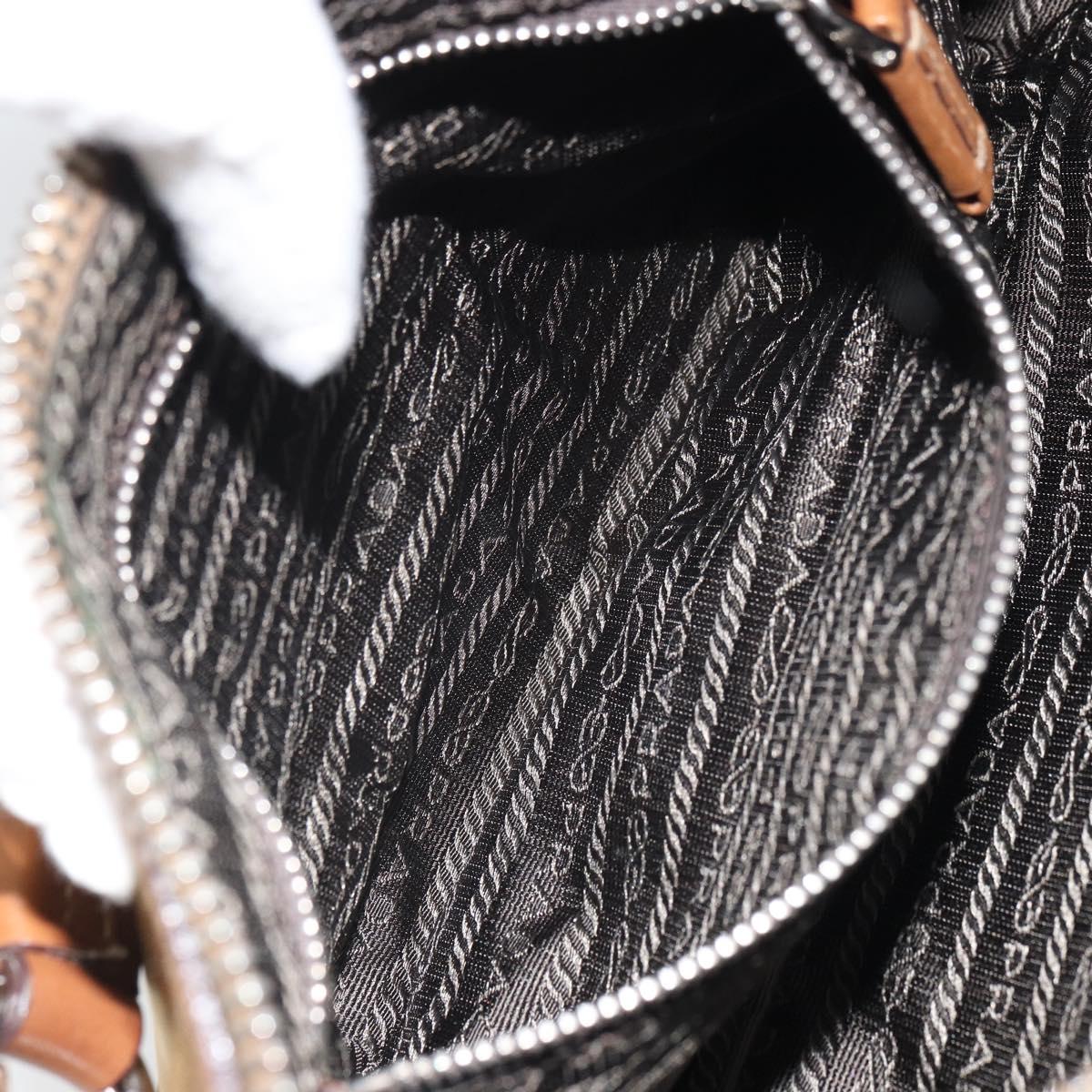 PRADA Shoulder Bag Nylon Beige Silver Auth 162978