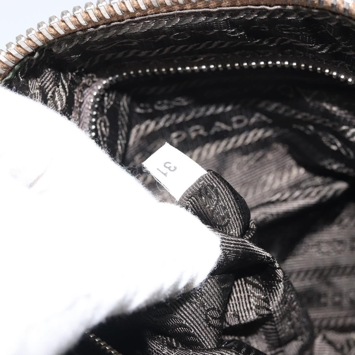 PRADA Shoulder Bag Nylon Beige Silver Auth 162978