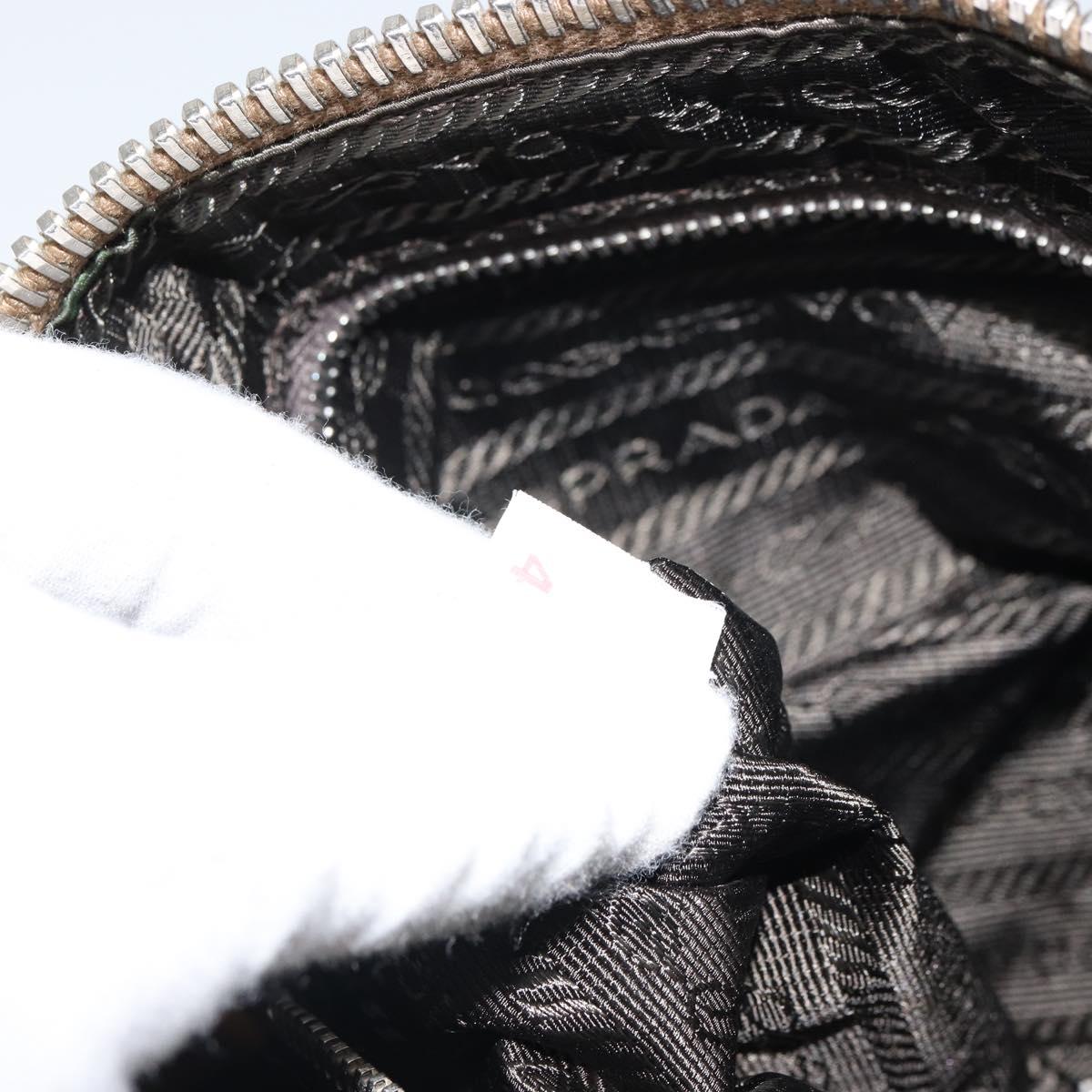 PRADA Shoulder Bag Nylon Beige Silver Auth 162978