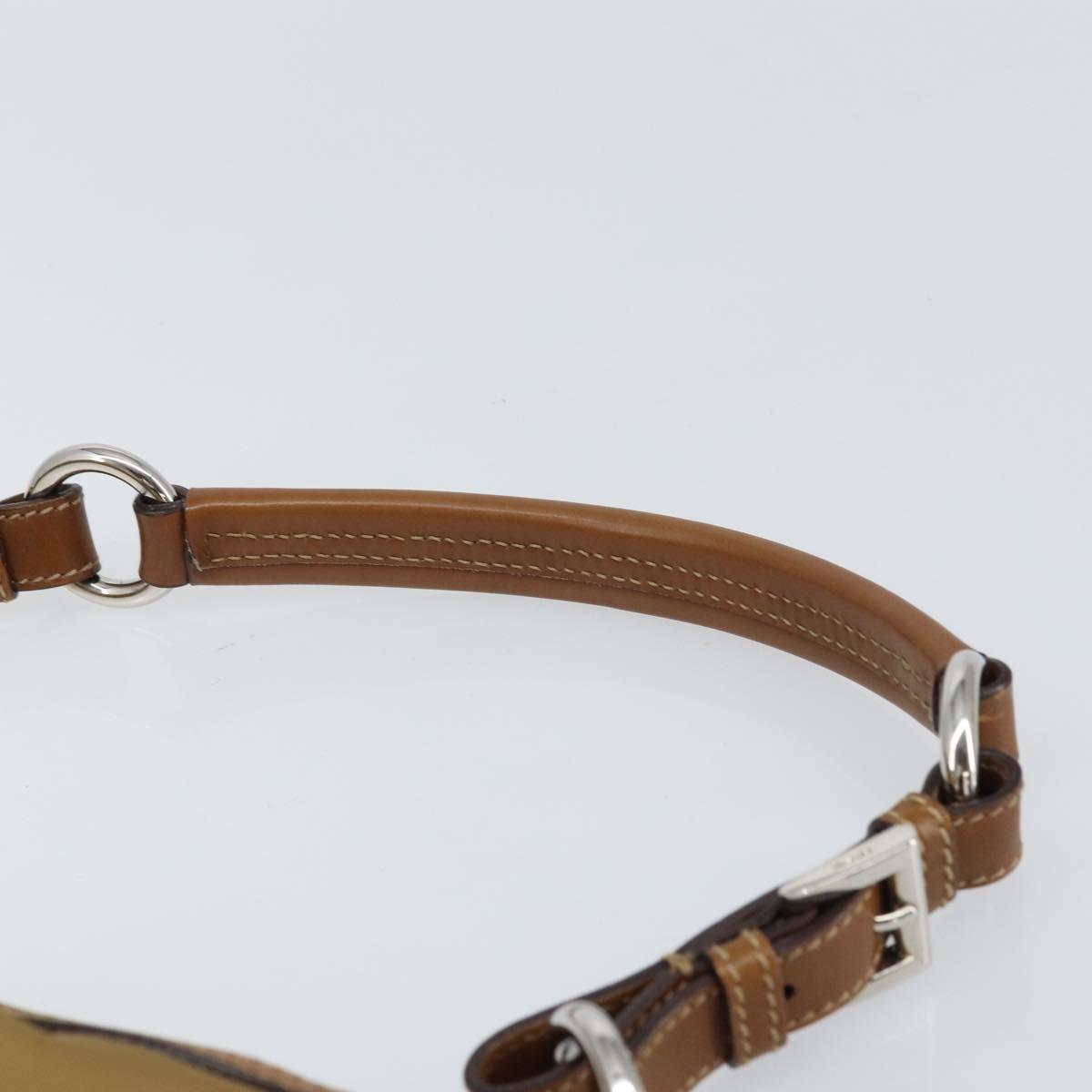 PRADA Shoulder Bag Nylon Beige Silver Auth 162978