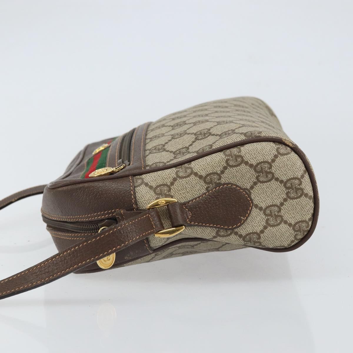 GUCCI GG Supreme Web Sherry Line Shoulder Bag PVC Beige 119 02 088 Auth 162979