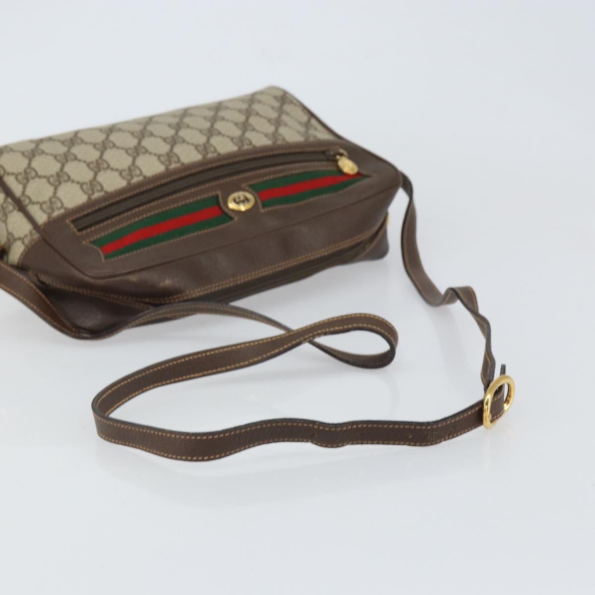 GUCCI GG Supreme Web Sherry Line Shoulder Bag PVC Beige 119 02 088 Auth 162979
