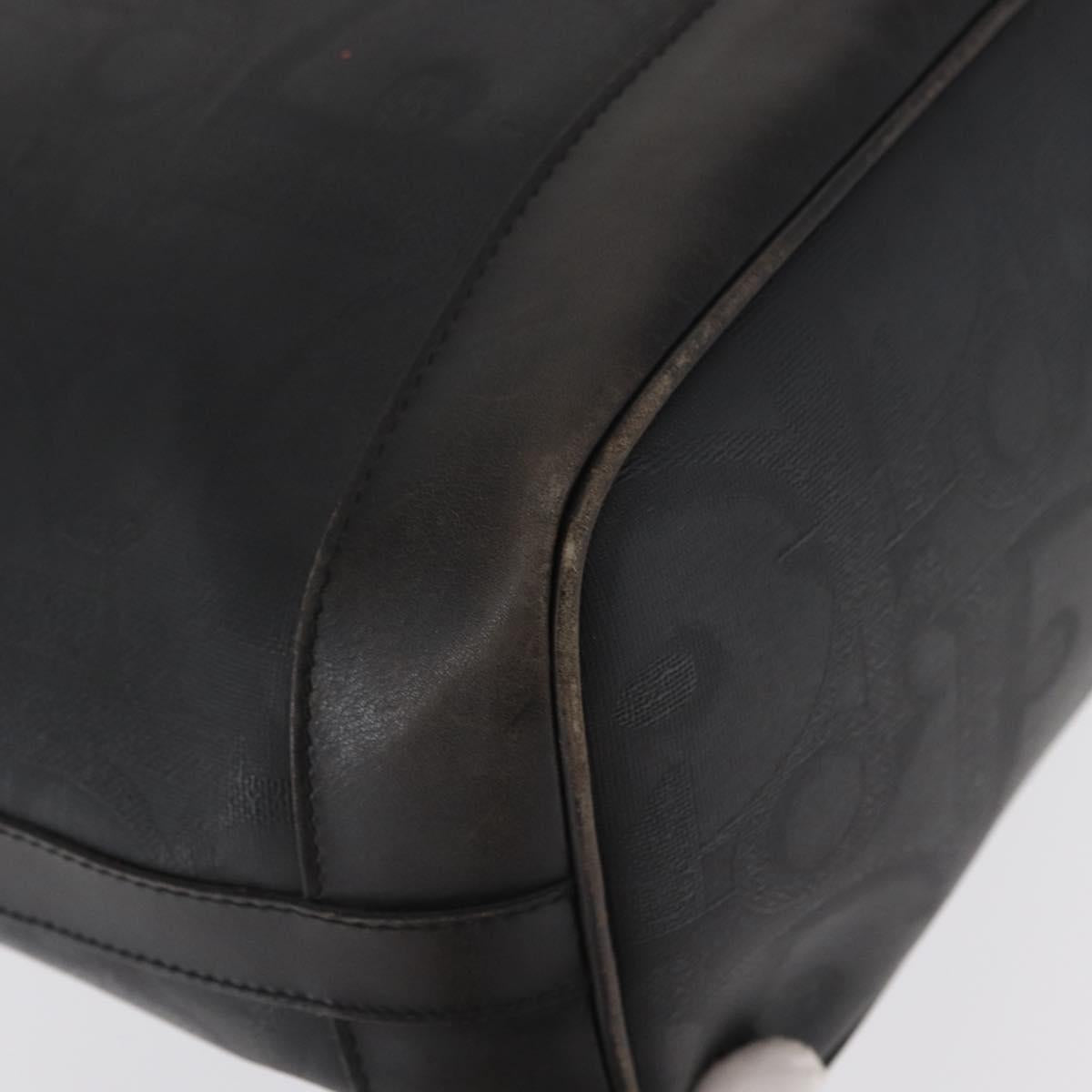 Christian Dior Trotter Canvas Shoulder Bag Black Gold Auth 162986