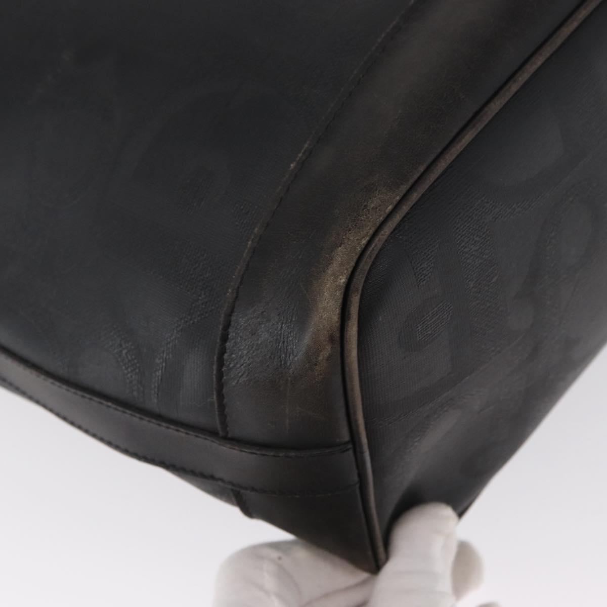 Christian Dior Trotter Canvas Shoulder Bag Black Gold Auth 162986