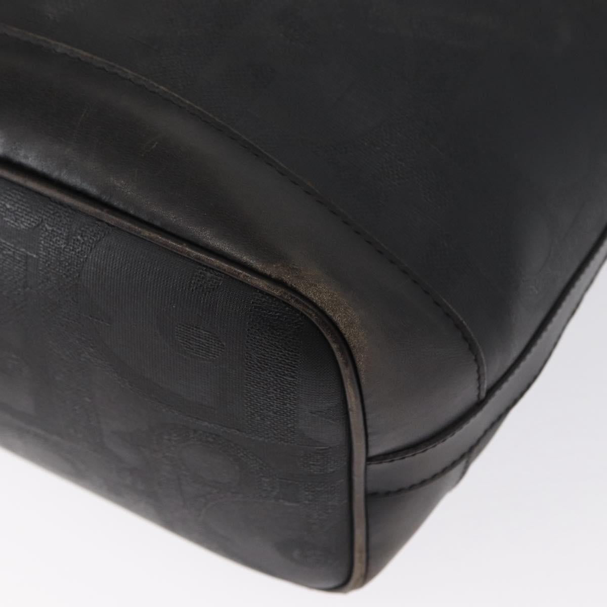 Christian Dior Trotter Canvas Shoulder Bag Black Gold Auth 162986